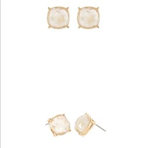 White acetated natural stone earrings